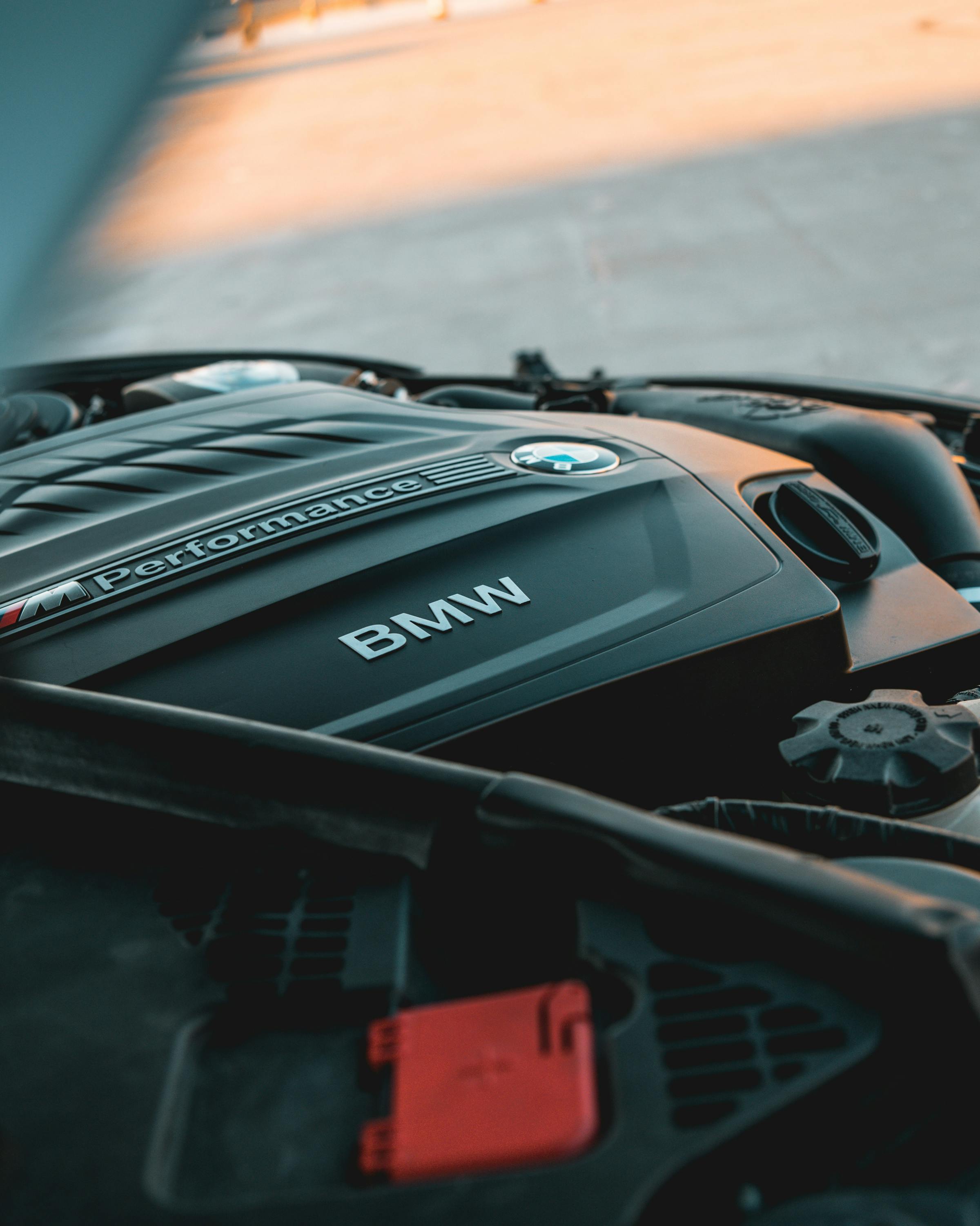 BMW N55 engine bay with M Performance cover